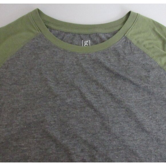 George Mens T-Shirt 3XL (54-56) Crew Neck Baseball Long Sleeve Gray Green Tee - Picture 5 of 5